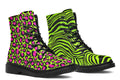 Neon Leopard x Neon Zebra Green Mismatch Boots