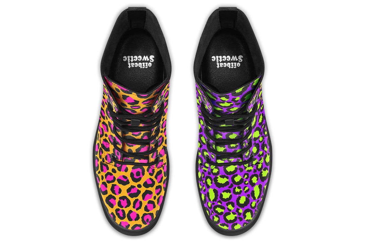 Neon Safari x Zombie Leopard Mismatched Boots