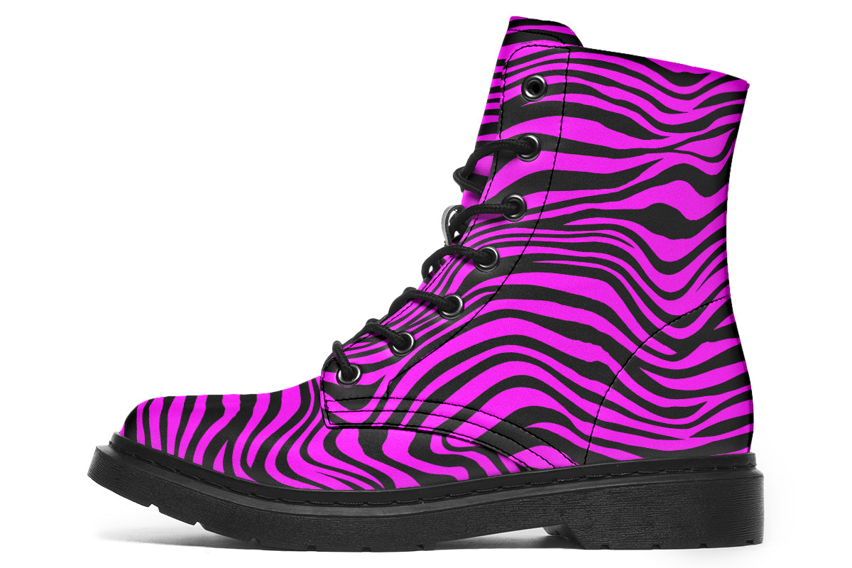 Neon Zebra Fuchsia Boots