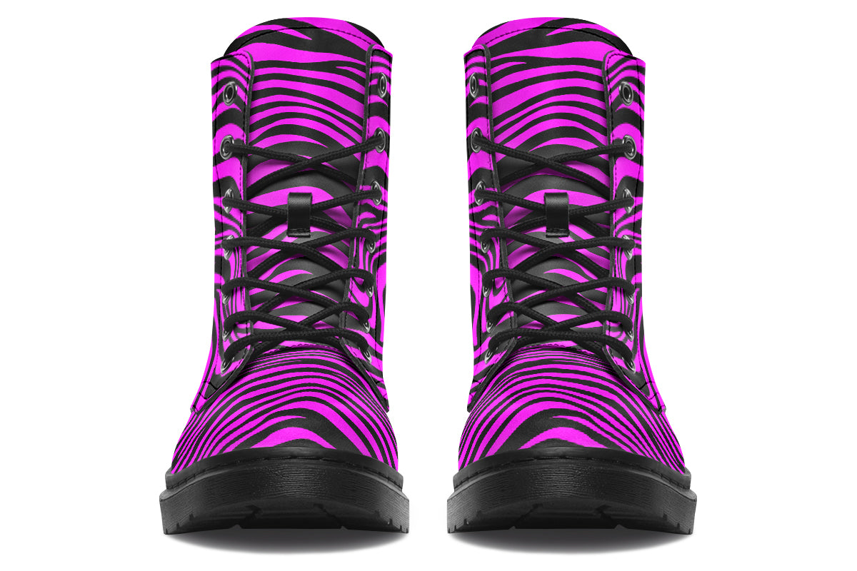 Neon Zebra Fuchsia Boots