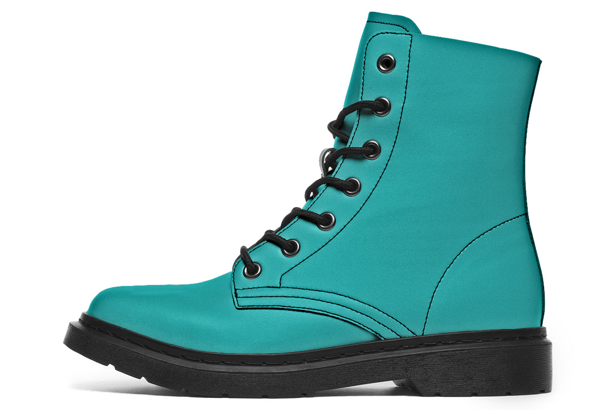 Solid teal boots