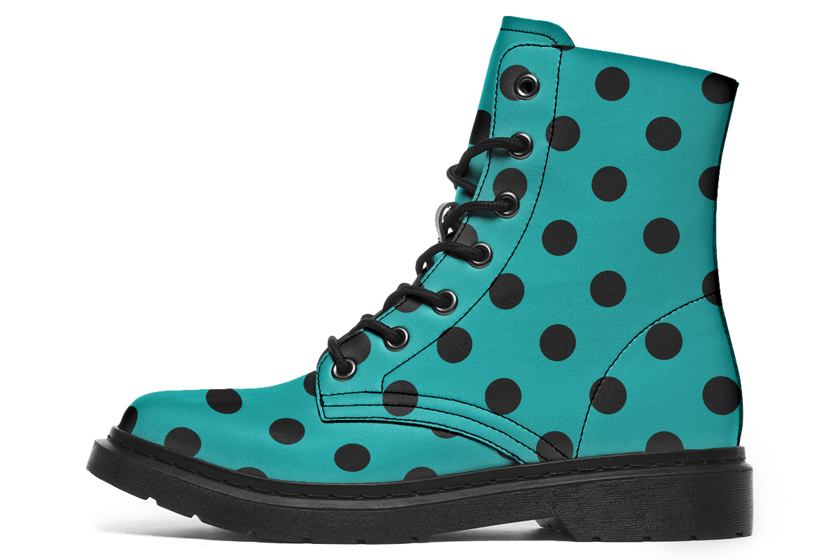 Pennyroyal Teal Polka Dot Boots