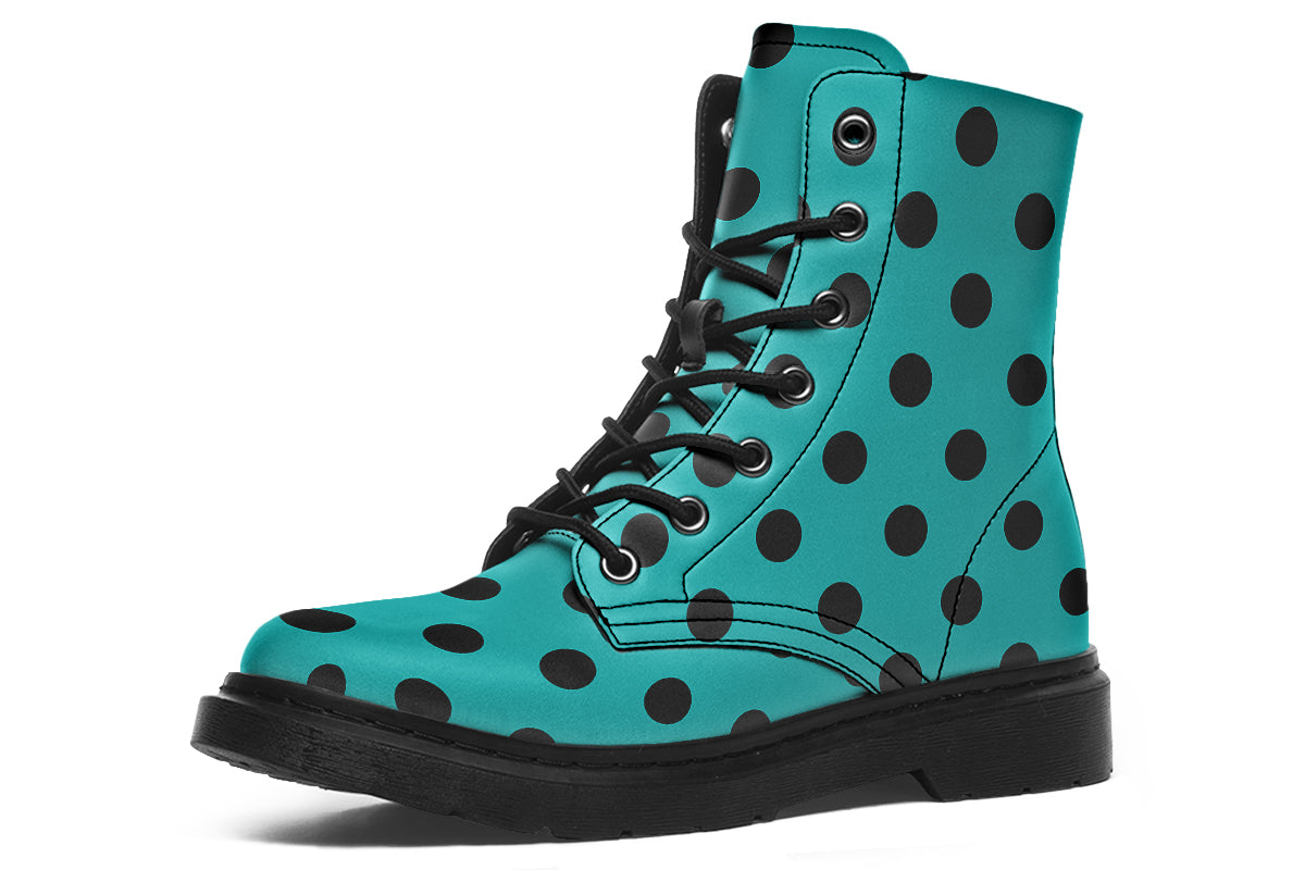 Pennyroyal Teal Polka Dot Boots