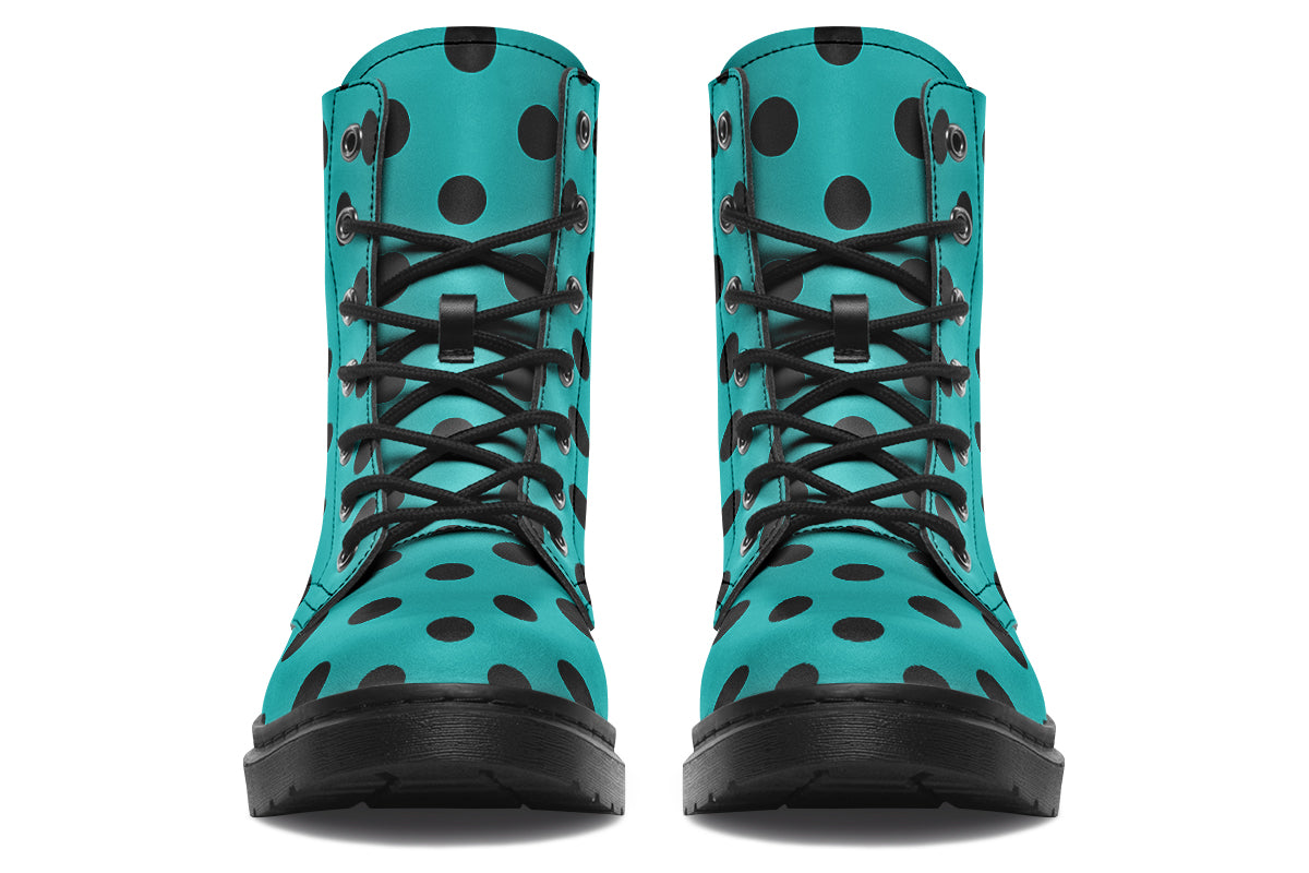 Pennyroyal Teal Polka Dot Boots