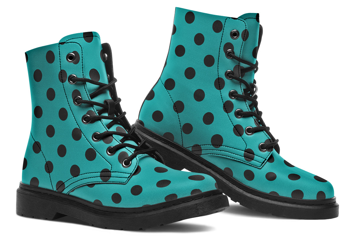 Pennyroyal Teal Polka Dot Boots