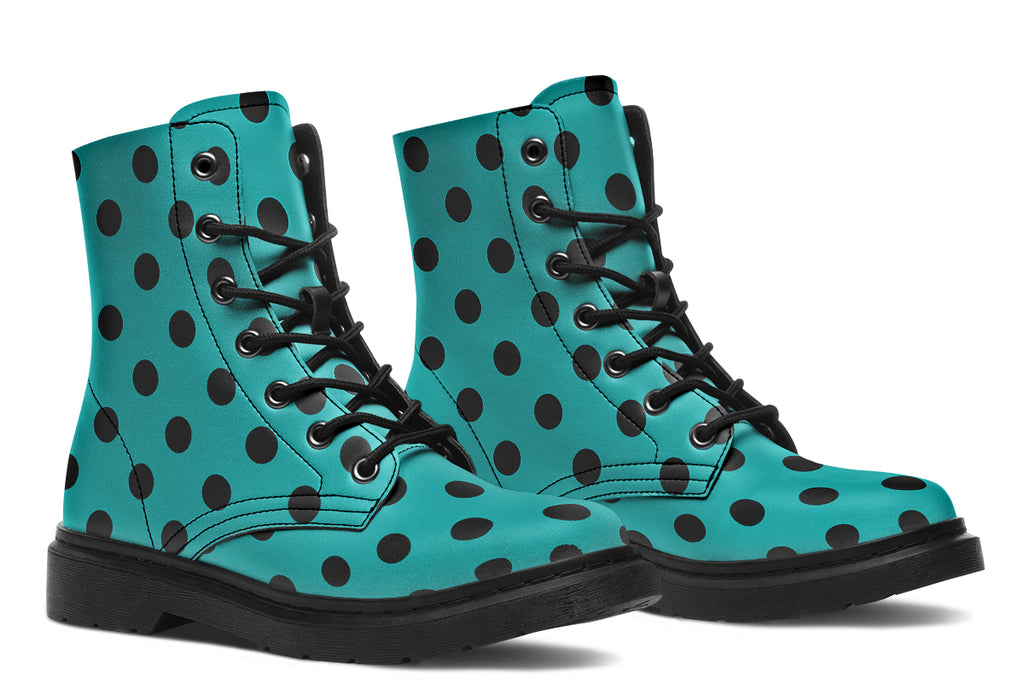 Pennyroyal Teal Polka Dot Boots
