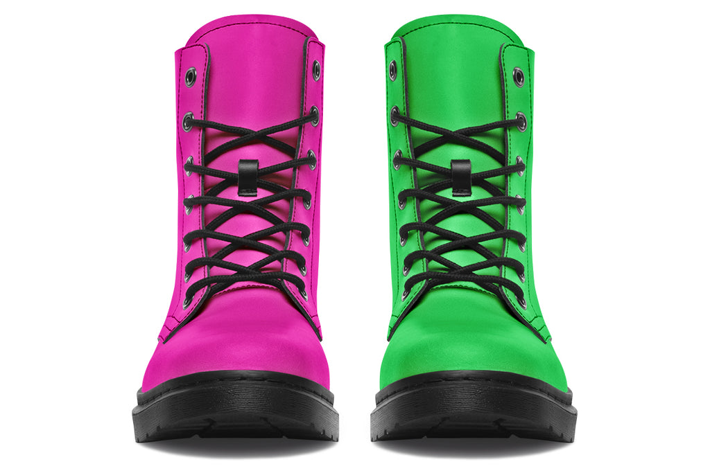 Pink And Green Mismatch Boots