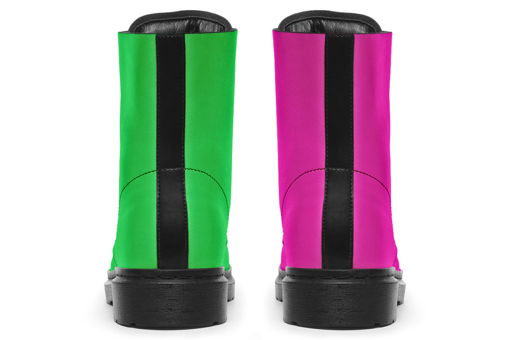 Pink And Green Mismatch Boots