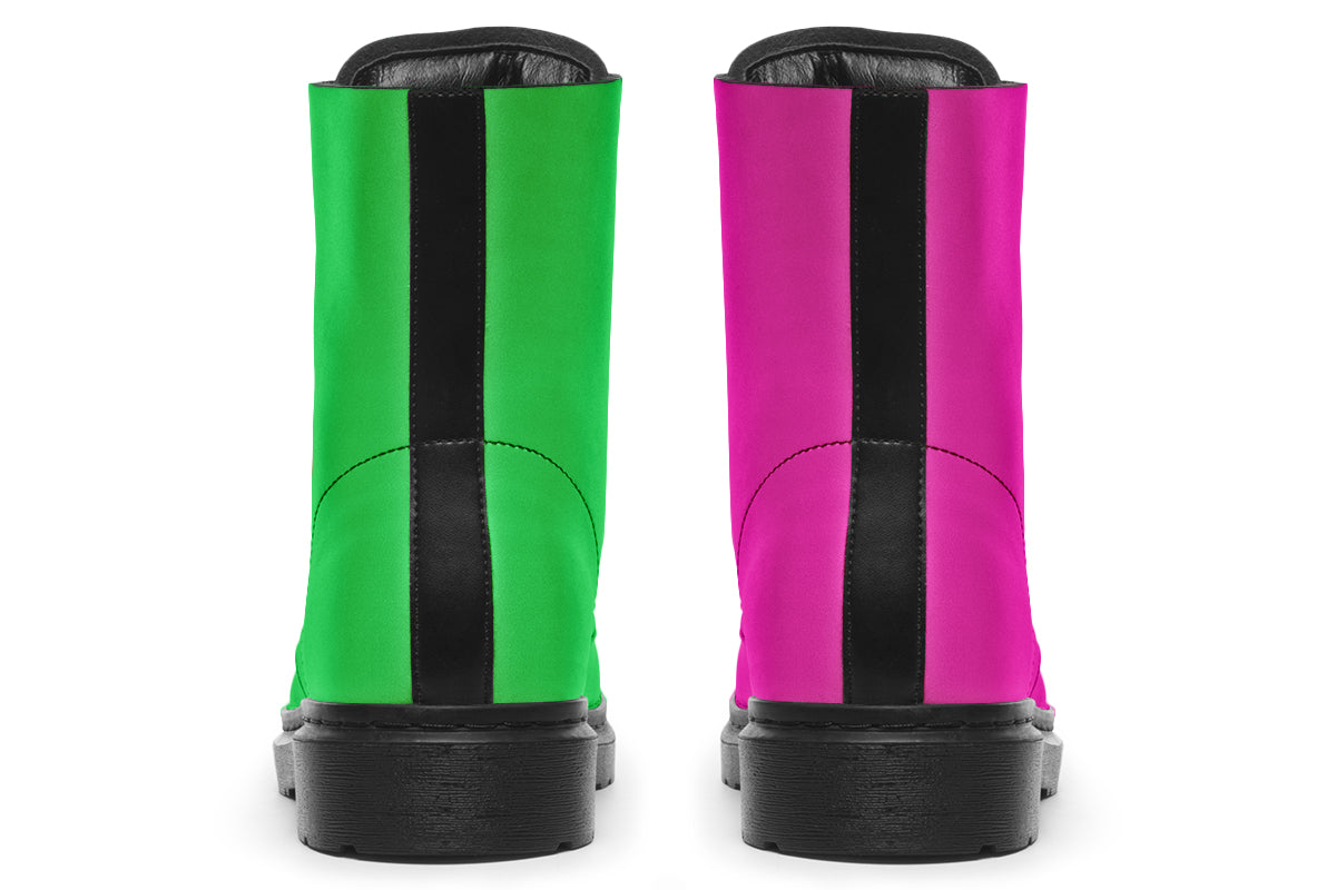 Pink And Green Mismatch Boots
