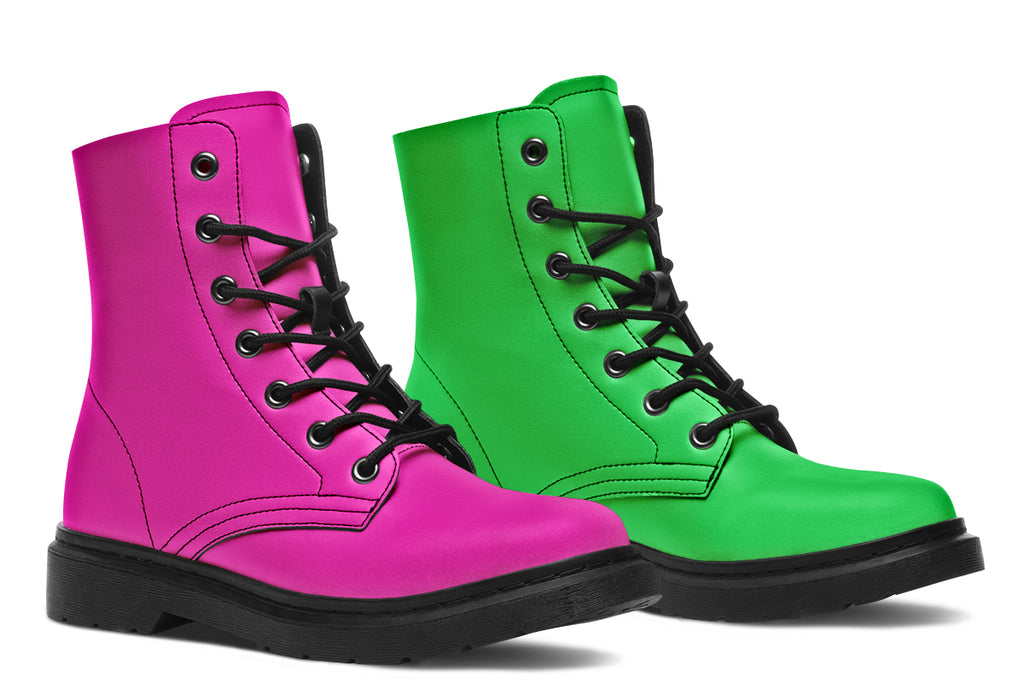 Pink And Green Mismatch Boots