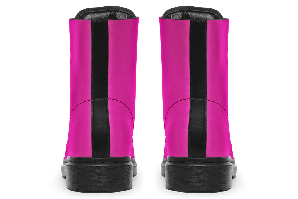 Solid bright pink boots with a black sole.