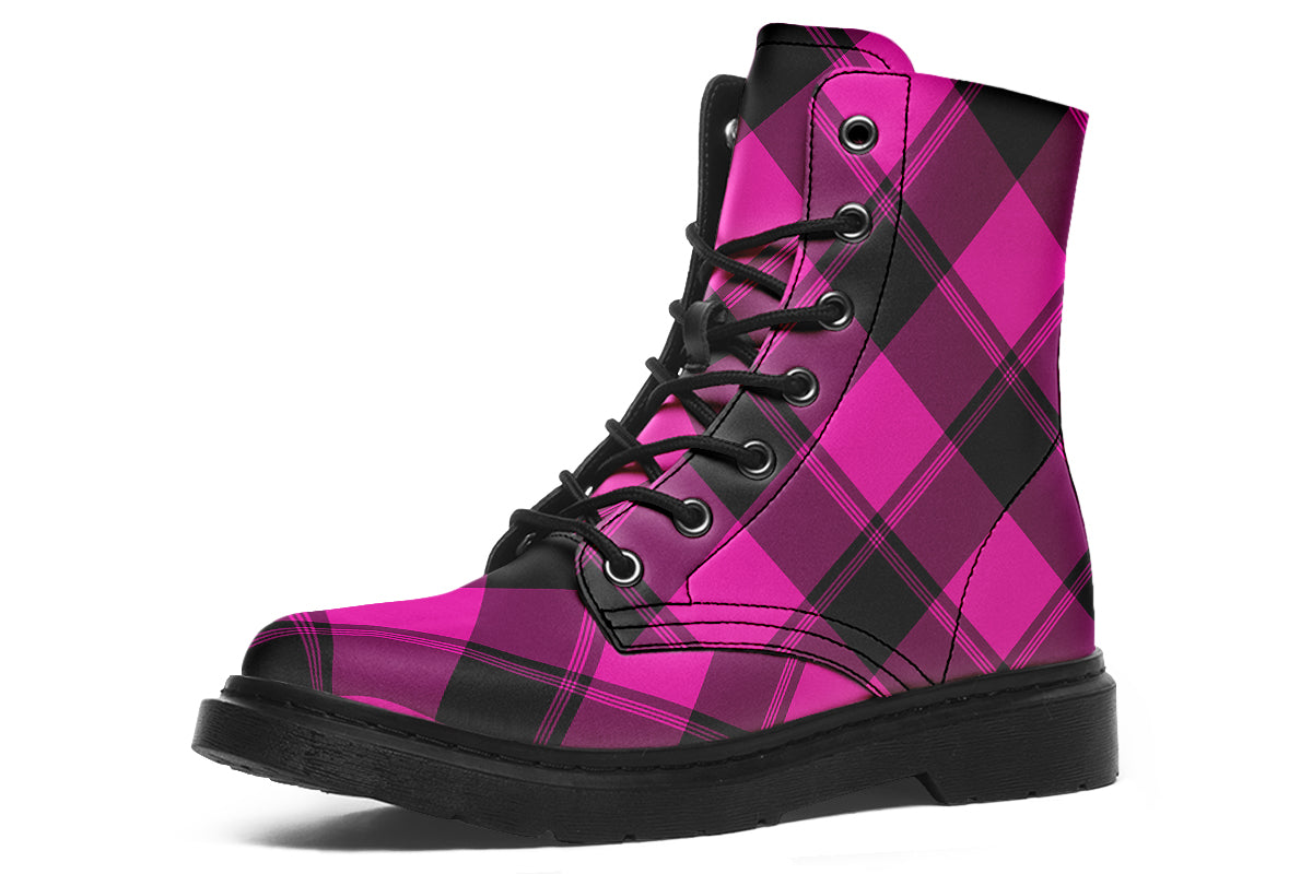 Pretty In Pink Plaid Boots