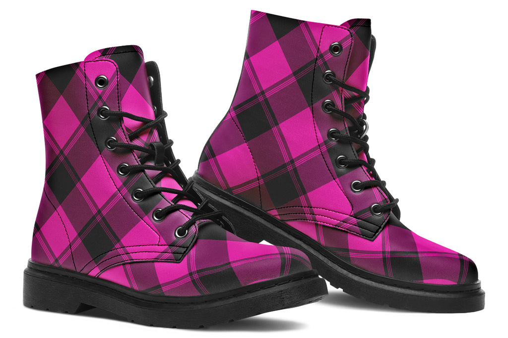 Pretty In Pink Plaid Boots
