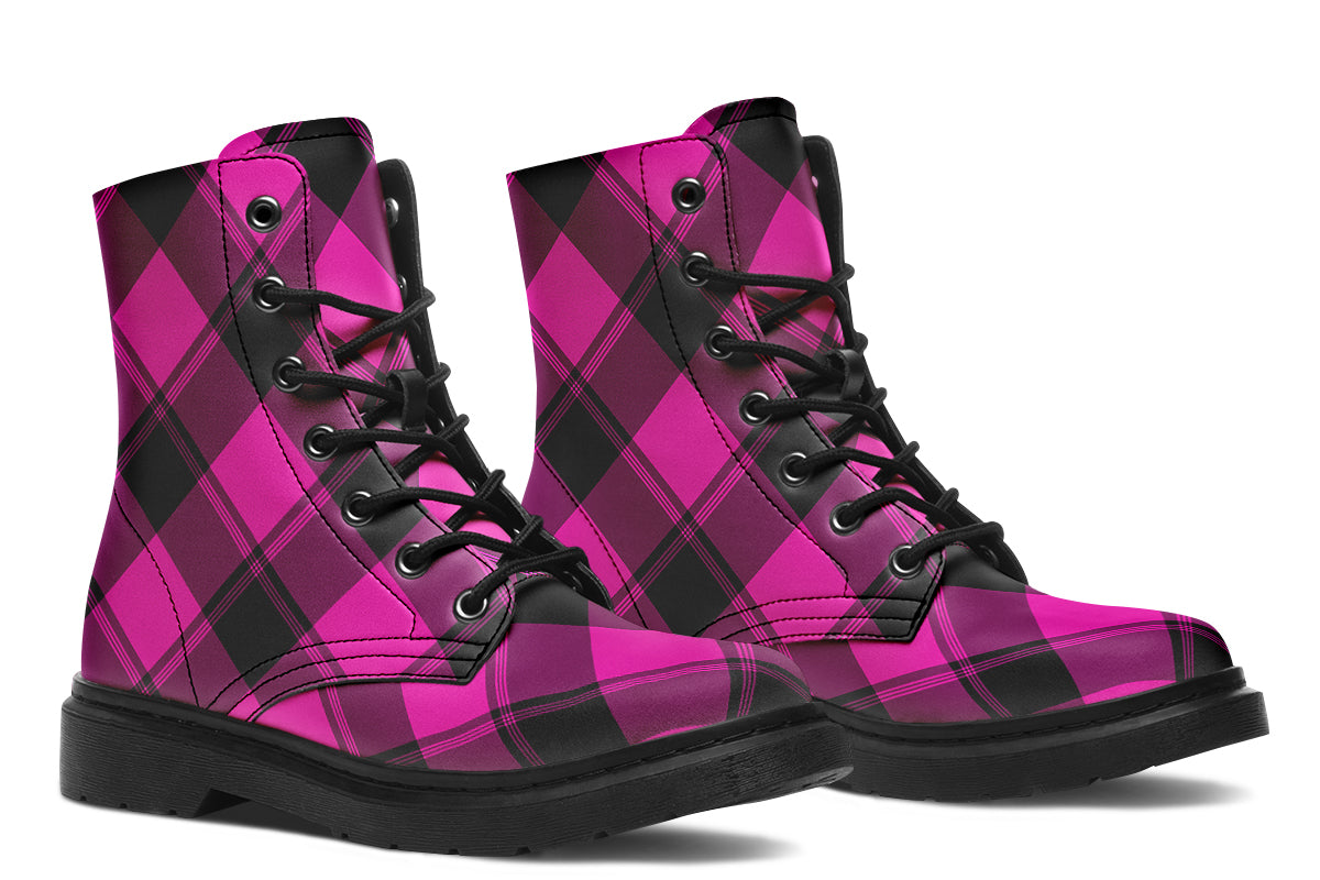 Pretty In Pink Plaid Boots