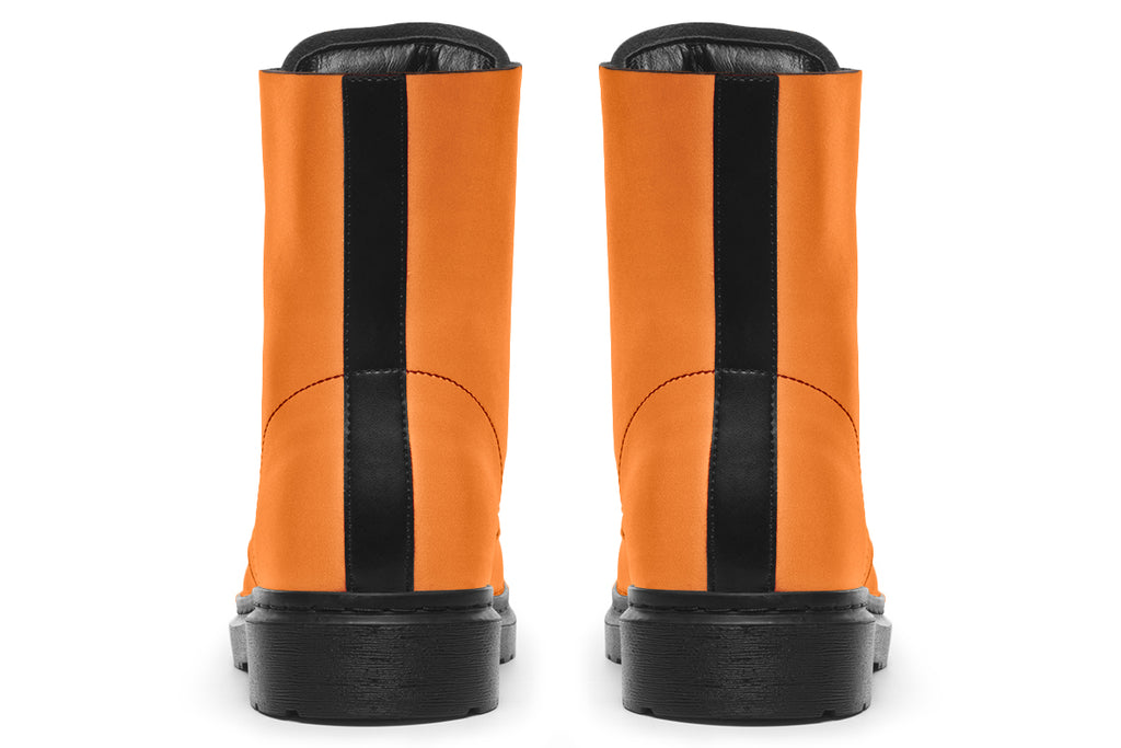 Solid orange boots with a black sole.