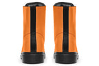Solid orange boots with a black sole.
