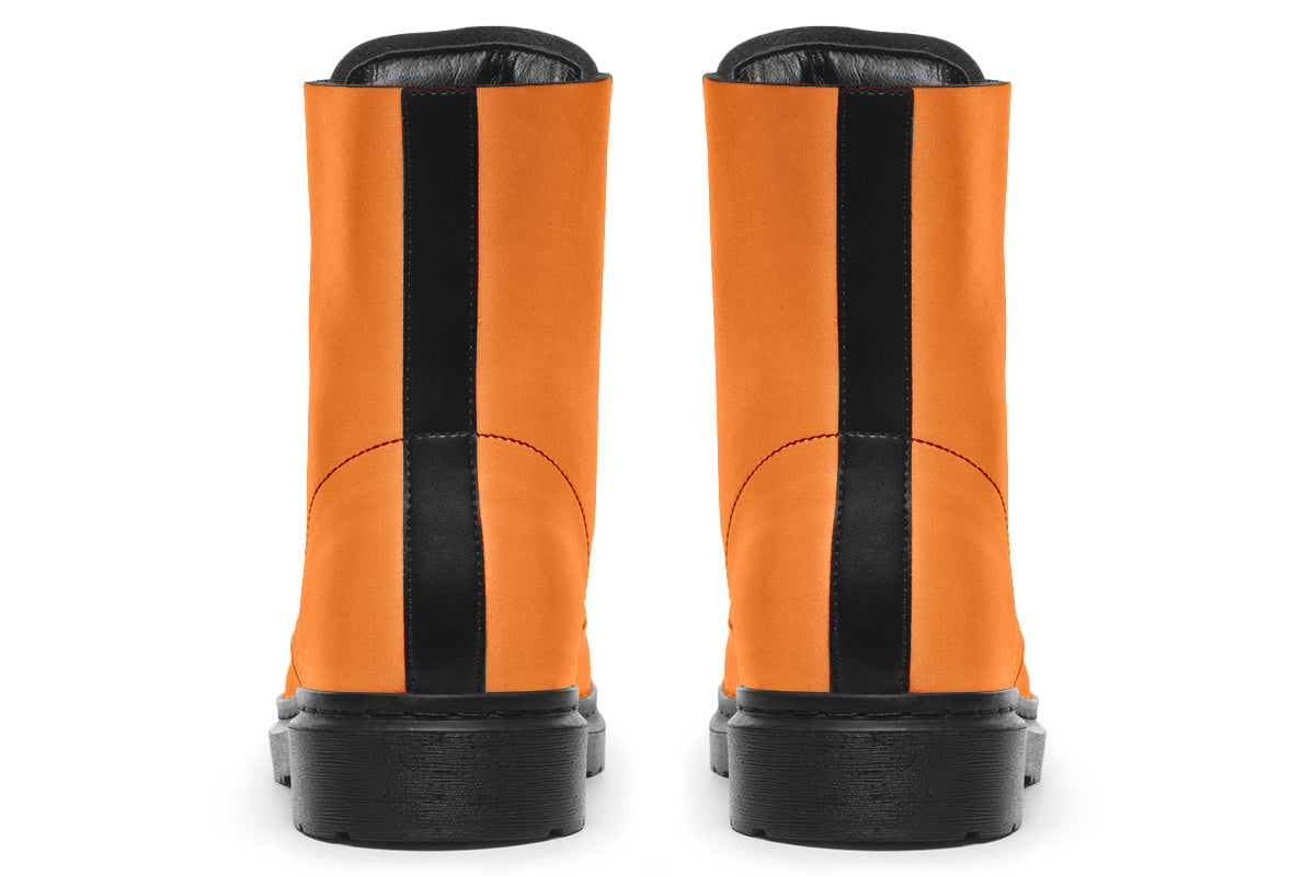 Solid orange boots with a black sole.
