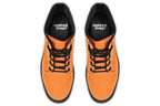 Solid orange boots with a black sole.