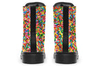 Boots featuring a rainbow sprinkles design all over them