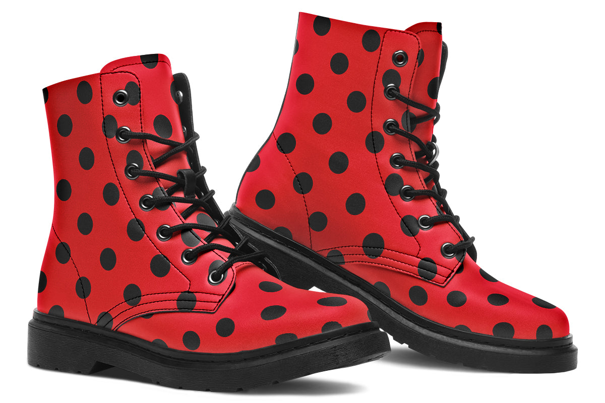Red And Black Polka Dot Boots