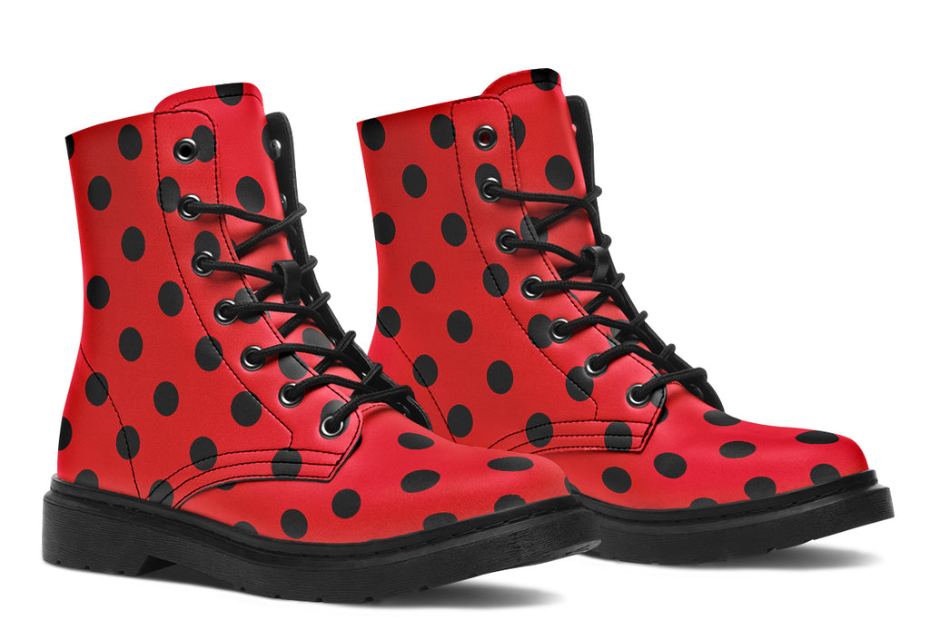Red And Black Polka Dot Boots
