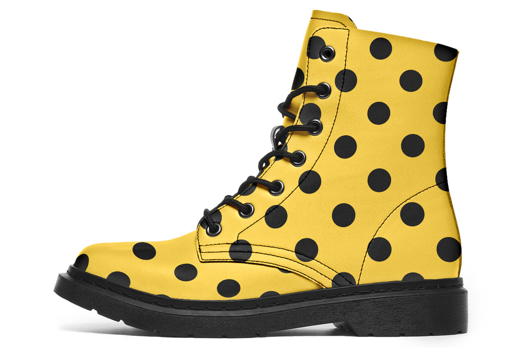 Red And Yellow Mismatched Polka Dot Boots