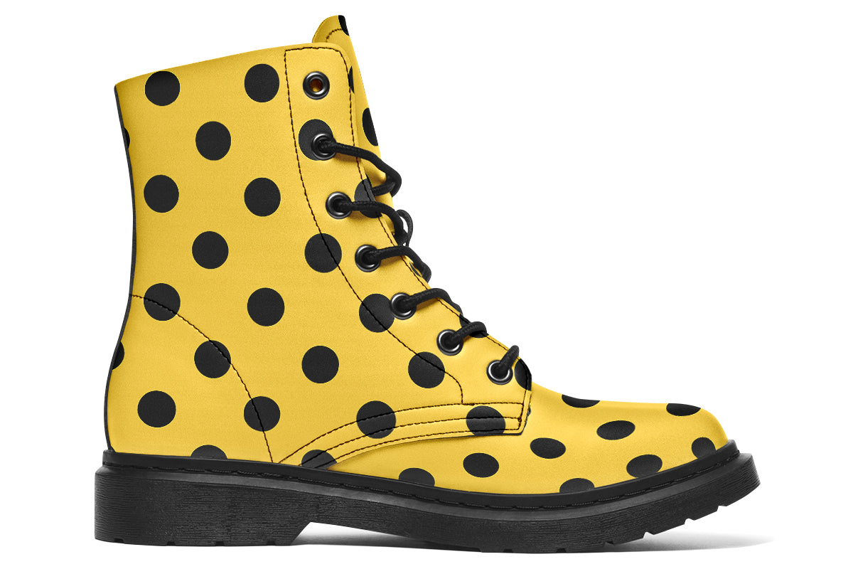 Red And Yellow Mismatched Polka Dot Boots