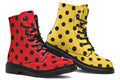 Red And Yellow Mismatched Polka Dot Boots