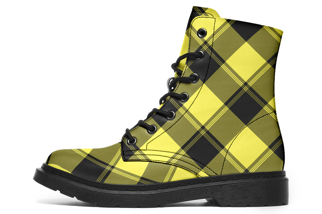 Sunny Yellow Plaid Boots