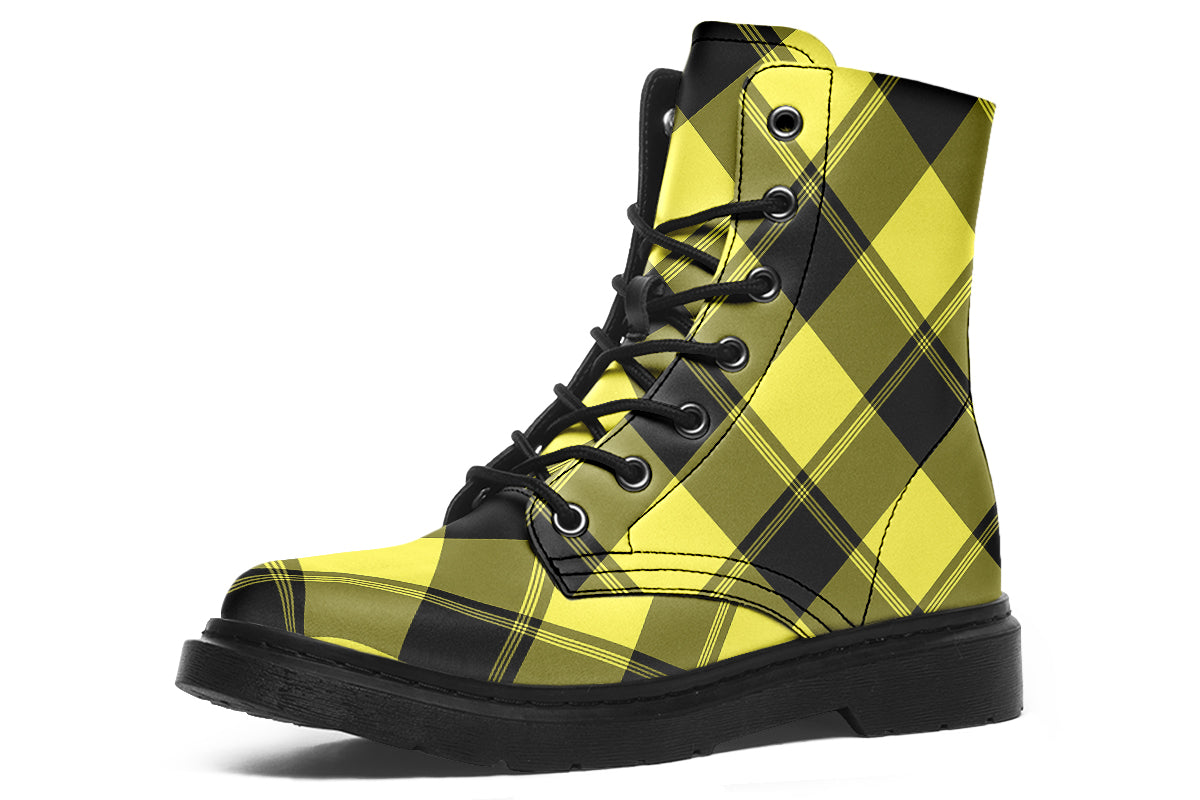Sunny Yellow Plaid Boots