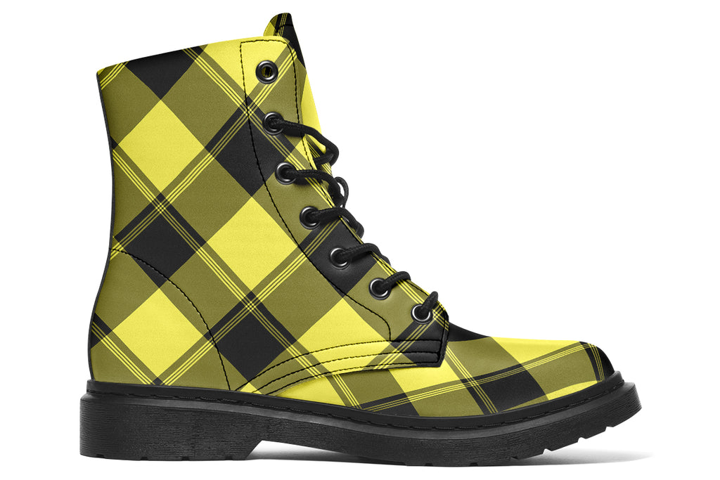 Sunny Yellow Plaid Boots