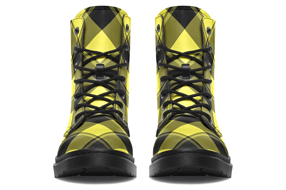Sunny Yellow Plaid Boots
