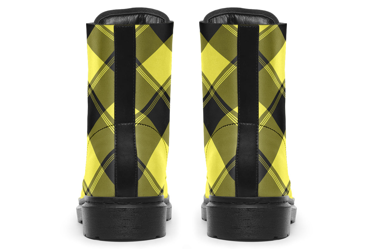 Sunny Yellow Plaid Boots