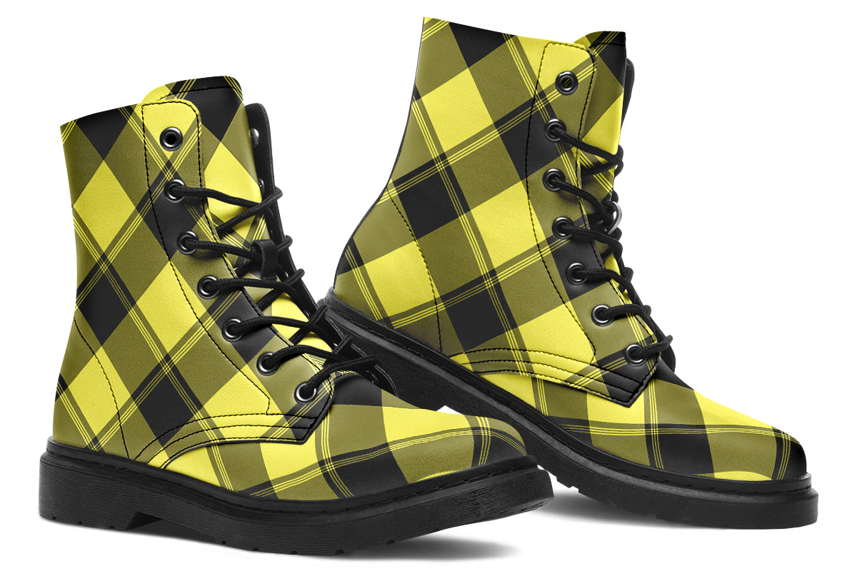 Sunny Yellow Plaid Boots