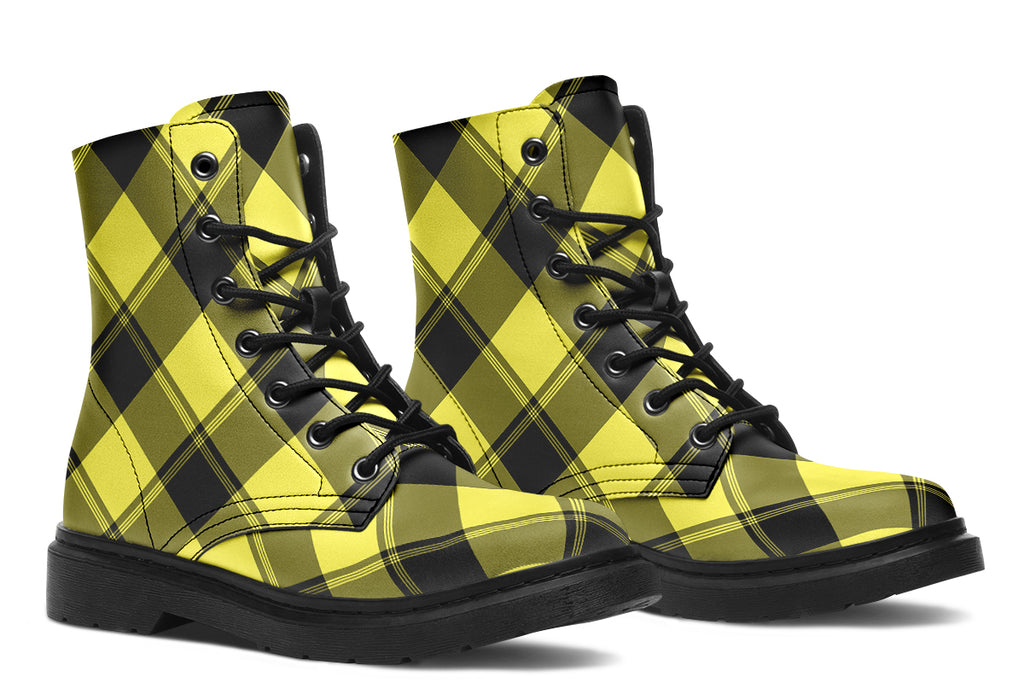Sunny Yellow Plaid Boots