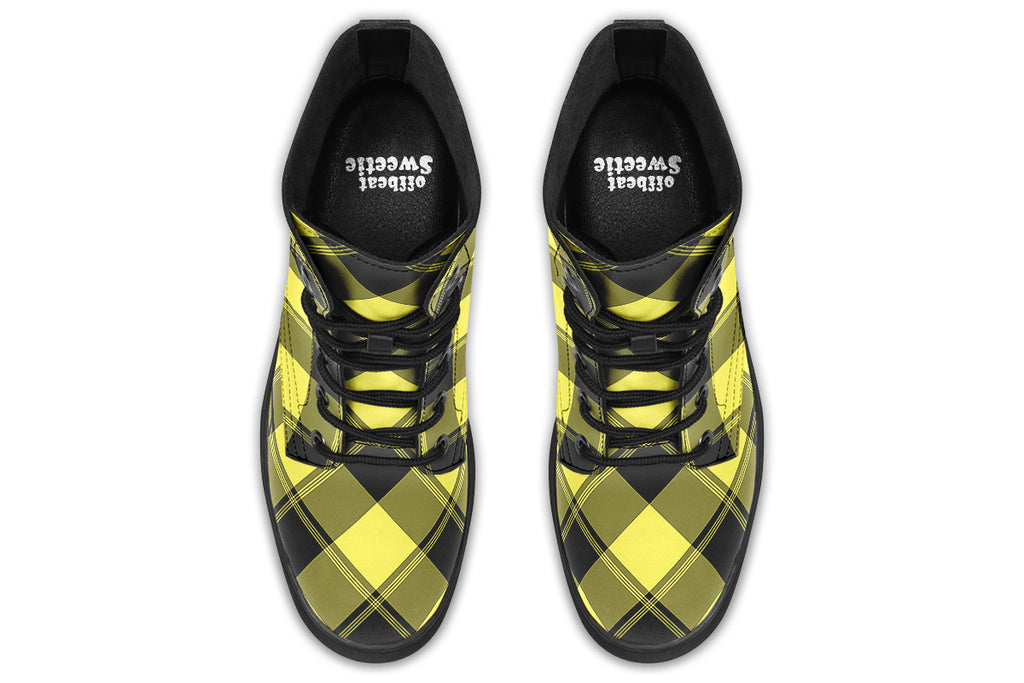 Sunny Yellow Plaid Boots