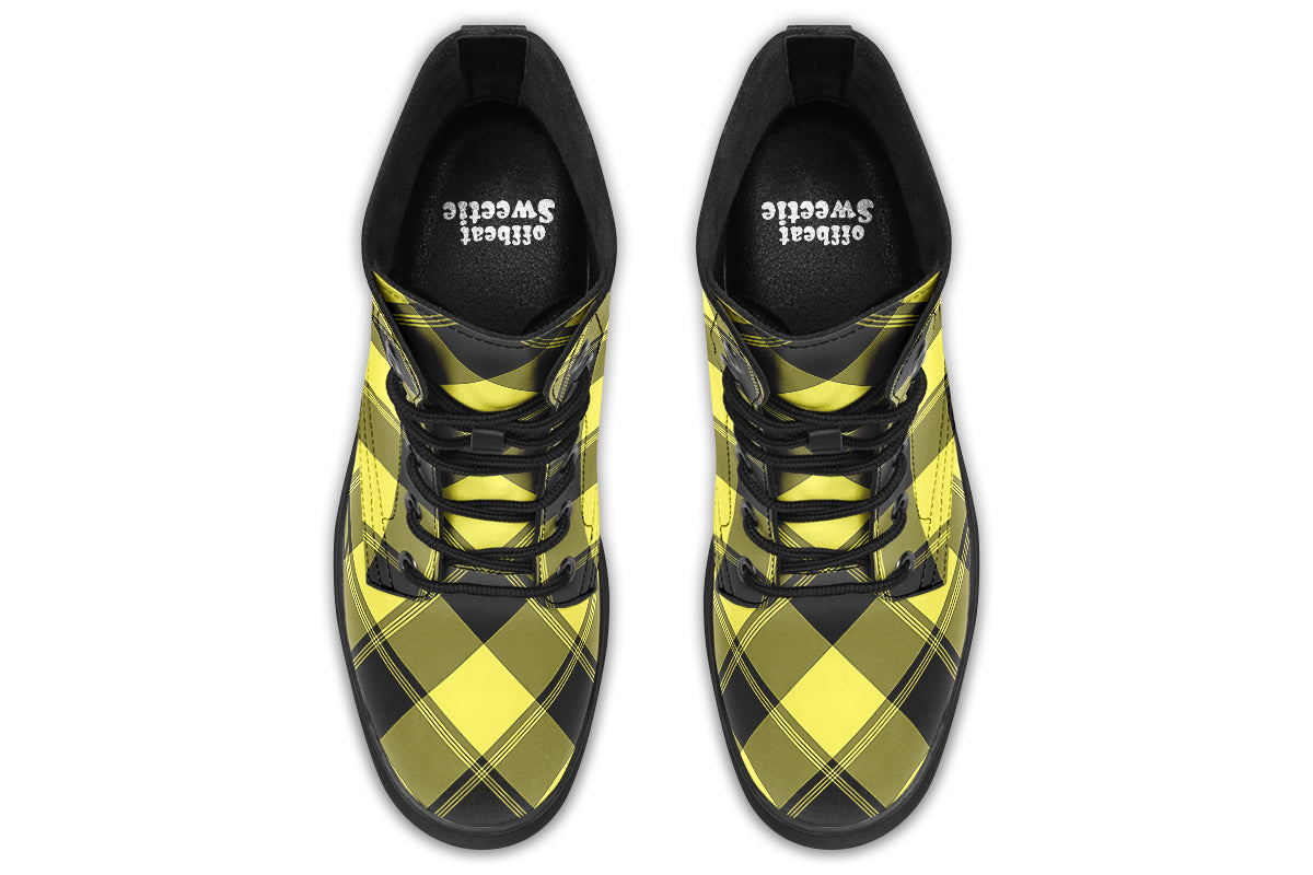 Sunny Yellow Plaid Boots