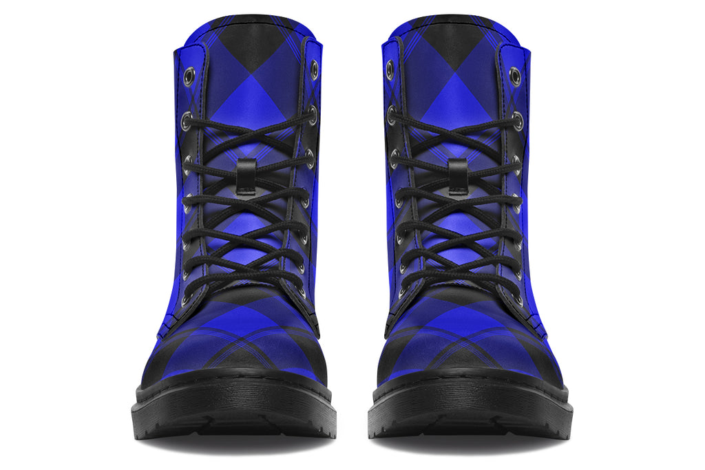 Vivid Blue Plaid Boots