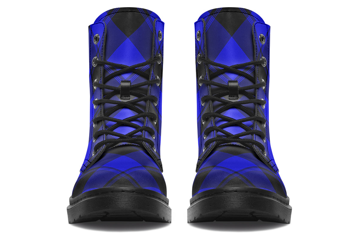 Vivid Blue Plaid Boots