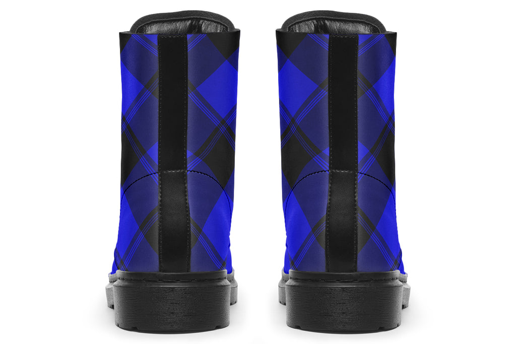 Vivid Blue Plaid Boots