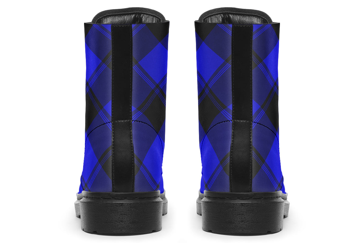 Vivid Blue Plaid Boots
