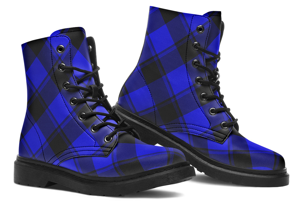 Vivid Blue Plaid Boots