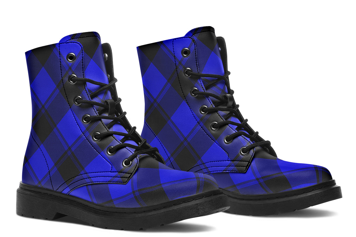 Vivid Blue Plaid Boots