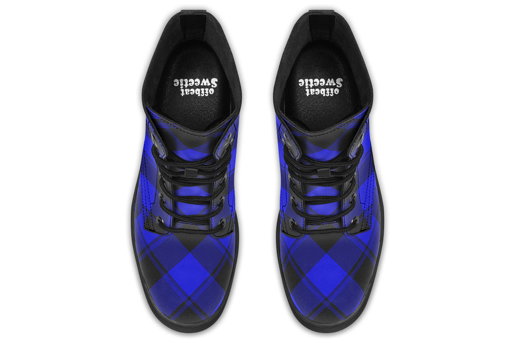 Vivid Blue Plaid Boots