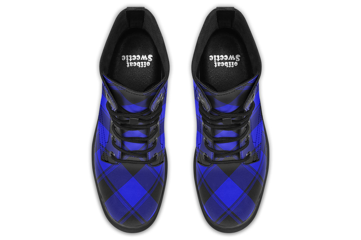 Vivid Blue Plaid Boots