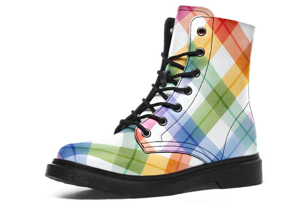 Watercolour Rainbow Plaid Boots