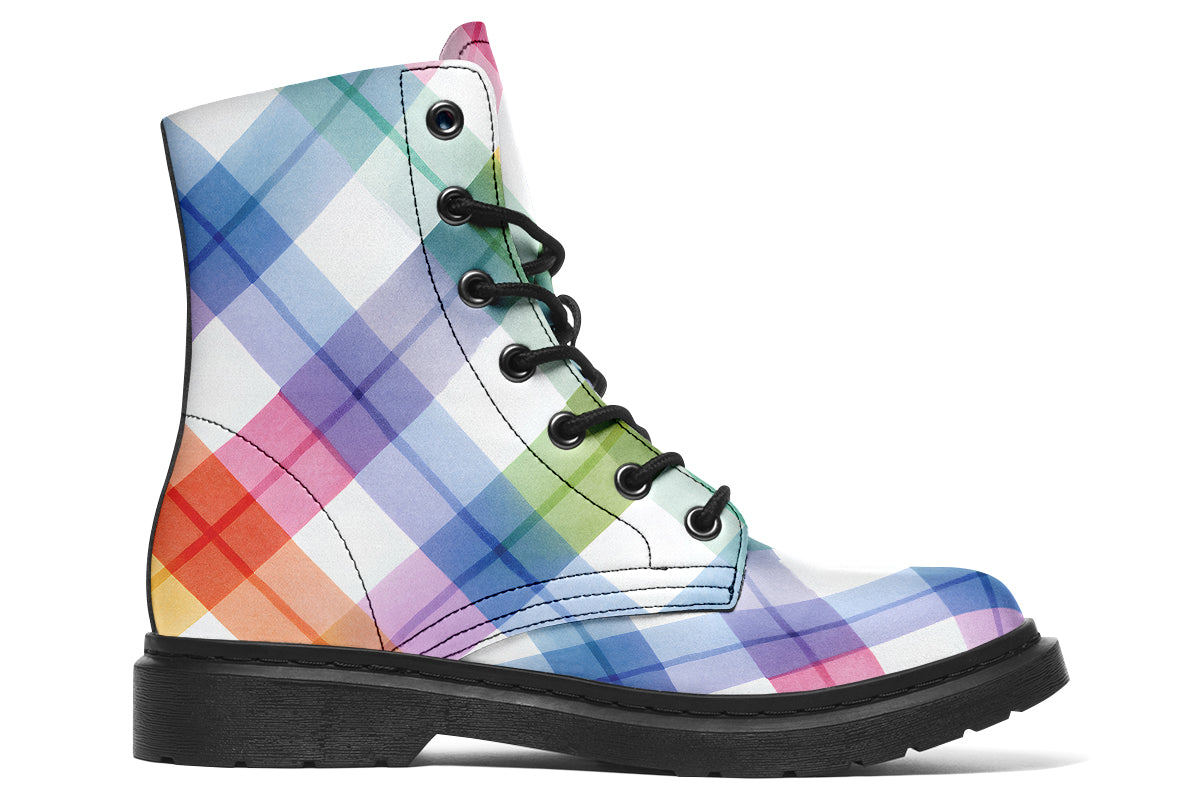 Watercolour Rainbow Plaid Boots