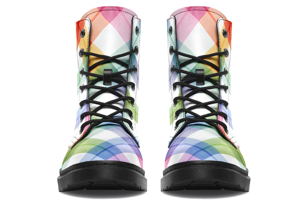 Watercolour Rainbow Plaid Boots