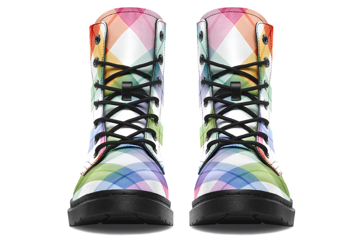 Watercolour Rainbow Plaid Boots