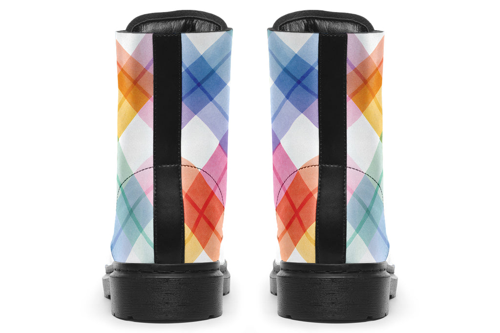 Watercolour Rainbow Plaid Boots